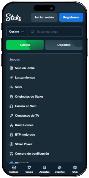 stake pantalla de la aplicación