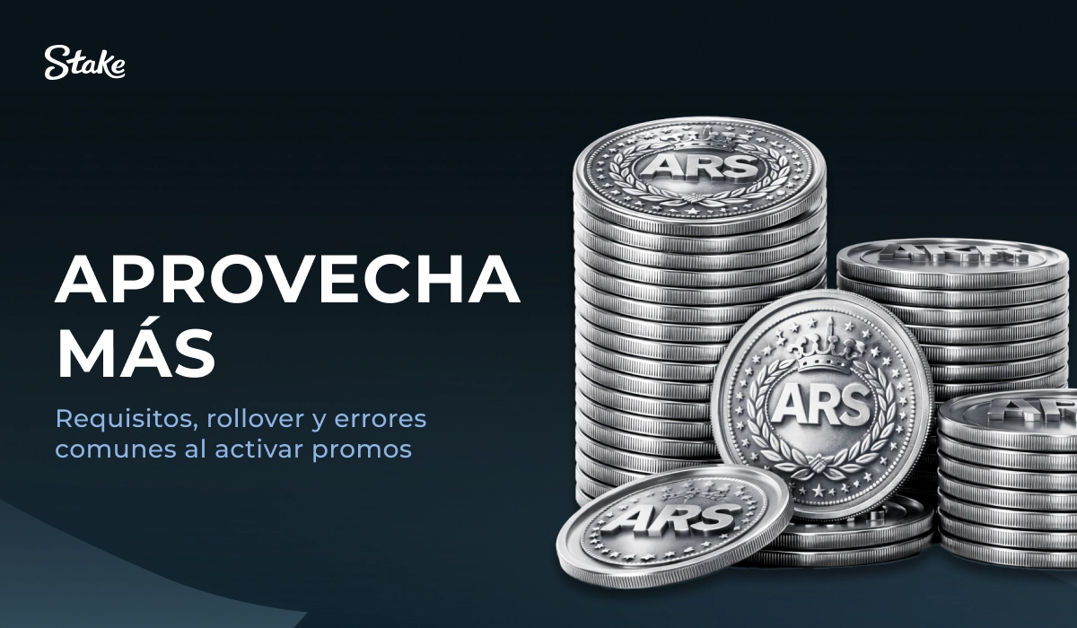 Stake: pila de monedas ARS, sección 'Aprovecha más'.