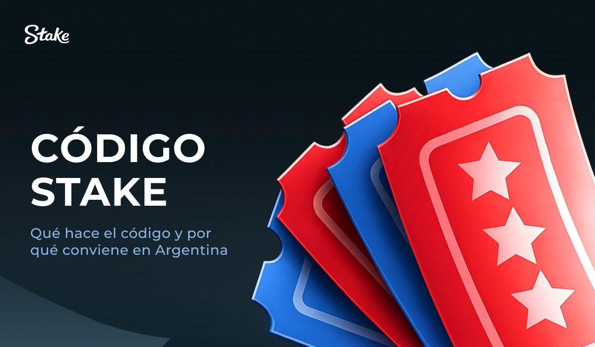 Stake: tarjetas rojas tipo cupón, sección 'Código Stake'