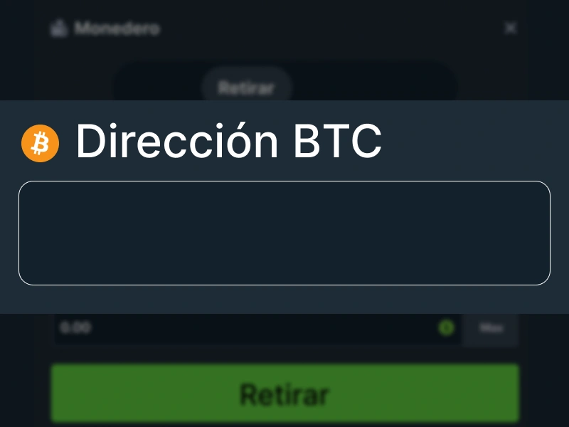 Campo para ingresar la dirección BTC en Stake