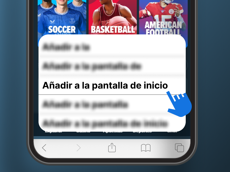 Opción Añadir a pantalla de inicio en iOS