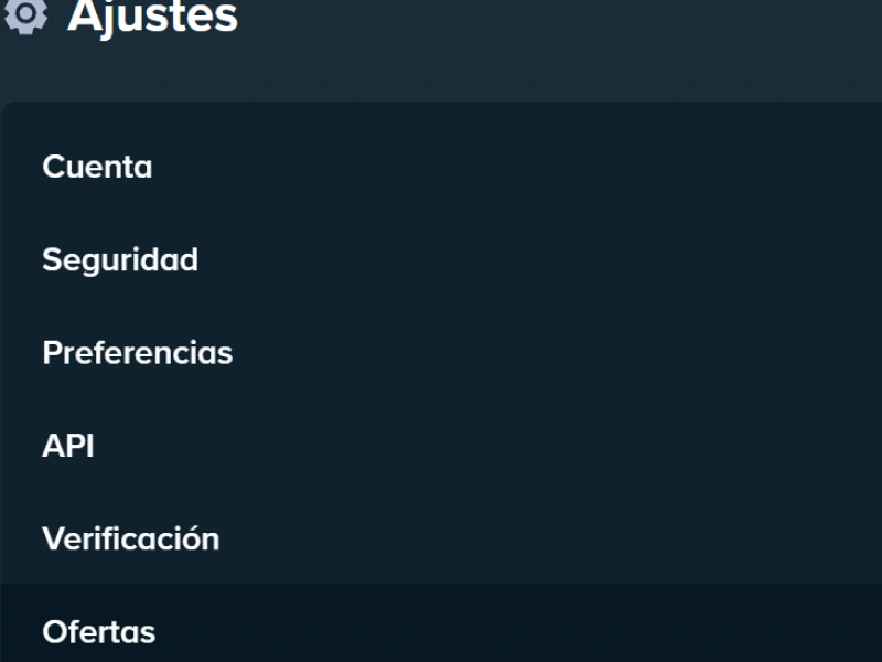 Acceso a ajustes desde el menú de usuario en Stake