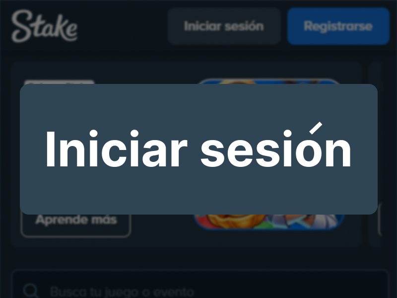 Pantalla de inicio de sesión en Stake